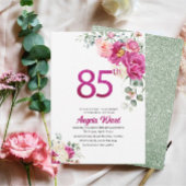 Elegante verjaardagsviering  bloem glitters 85ste  kaart