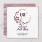 Elegante verjaardagsviering  bloem glitters 95e kaart (Voorkant / Achterkant)