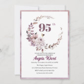 Elegante verjaardagsviering  bloem glitters 95e  kaart (Voorkant)