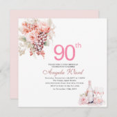 Elegante verjaardagsviering waterverf roze flora kaart (Voorkant / Achterkant)