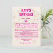 Elegante verjaardagszegening Kaart – roze en goude (Staand voorkant)