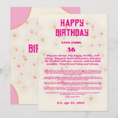 Elegante verjaardagszegening Kaart – roze en goude (Voorkant / Achterkant)