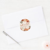 Elegante Verliefde Boho Pompoen Huwelijk Ronde Sticker (Envelop)