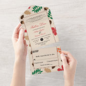 Elegante Verliefdheid Laat Herfst Bloemige Trouwda All In One Uitnodiging (Afscheurbaar)