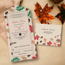 Elegante Verliefdheid Laat Herfst Bloemige Trouwda All In One Uitnodiging