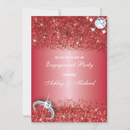 elegante verlofpartij chic red glitter kaart