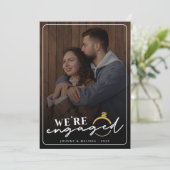 Elegante Verloving Foto Aankondiging Kerstmis (Staand voorkant)