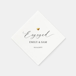 Elegante Verloving Gouden Hart Persoonlijk Koppel Servet