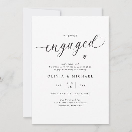 Elegante Verloving Moderne Script Bruiloft Verlovi Kaart (Voorkant)