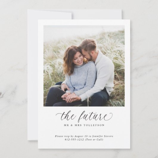 Elegante Verloving Moderne Script Verloving Feest Kaart (Achterkant)