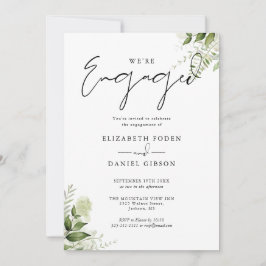 Elegante verlovingsfeest met bloemen en groen kaart