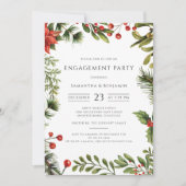 Elegante verlovingsfeest rode bessen kaart (Voorkant)