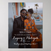 Elegante verlovingsfeestfoto welkom poster (Voorkant)