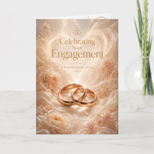 Elegante Verlovingsfelicitaties Bloemen Kaart