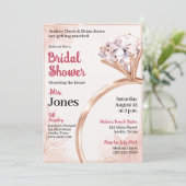 Elegante verlovingsring bruidsjurk shower kaart (Staand voorkant)