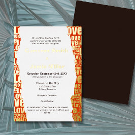 Elegante Vermilion Liefde Typografie Bruiloft Folie Uitnodiging