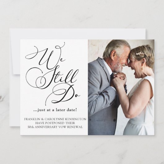 Elegante vernieuwing van huwelijksgeloften uitgest kaart (Voorkant)