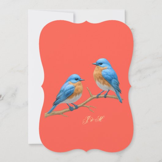 Elegante Verona Sunset Coral Bluebirds bruiloft Kaart (Achterkant)