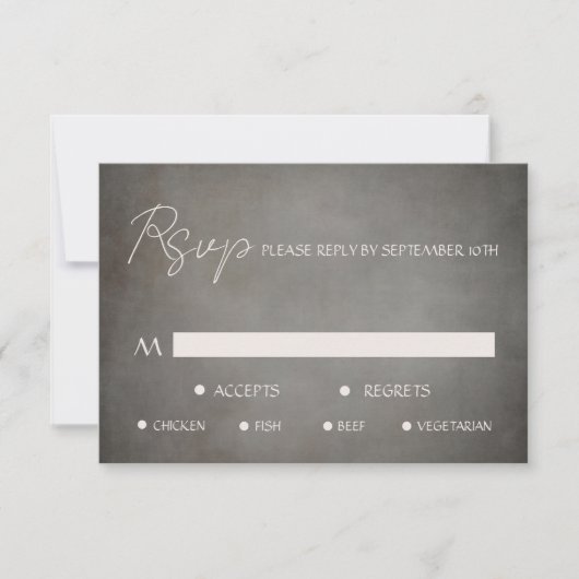 Elegante verontruste minimale maaltijdkeuze RSVP-k RSVP Kaartje (Voorkant)