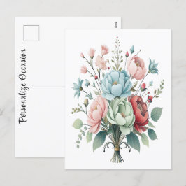 Elegante verpakte bloem boeket zachte pastel kleur feestdagenkaart