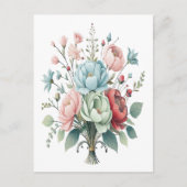 Elegante verpakte bloem boeket zachte pastel kleur feestdagenkaart (Voorkant)