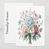 Elegante verpakte bloem boeket zachte pastel kleur feestdagenkaart (Voorkant / Achterkant)