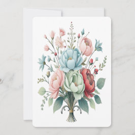 Elegante verpakte bloem boeket zachte pastel kleur feestdagenkaart