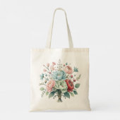 Elegante verpakte bloem boeket zachte pastel kleur tote bag (Achterkant)