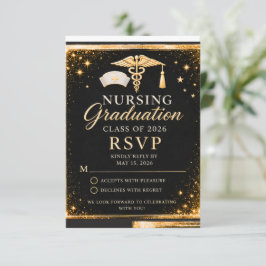 Elegante verpleegkundige afstudeer-RSVP-kaart 2026 RSVP Kaartje