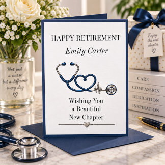 Elegante verpleegster Navy met pensioen Mooie typo Kaart
