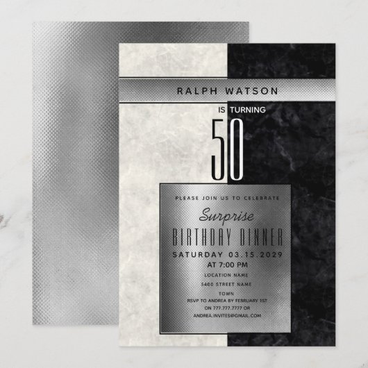 Elegante verrassing 50ste verjaardag kaart (Voorkant / Achterkant)