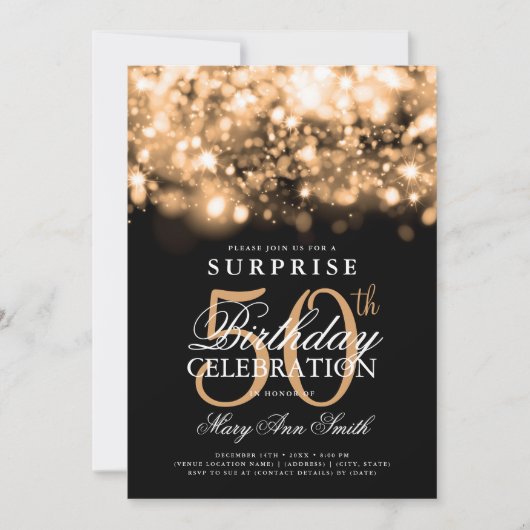 Elegante VERRASSING 50ste verjaardag Luxe Goud Kaart (Voorkant)