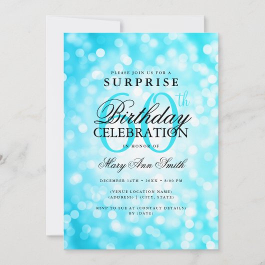 Elegante VERRASSING 60e verjaardag Turquoise Light Kaart (Voorkant)