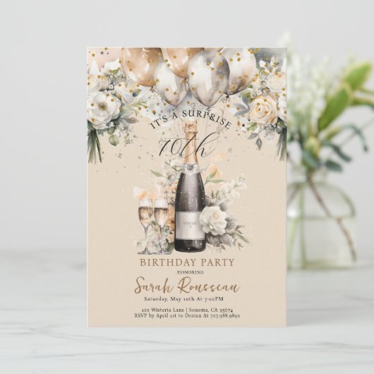 Elegante verrassing 70ste verjaardagsfeest kaart (Staand voorkant)