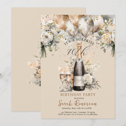 Elegante verrassing 70ste verjaardagsfeest kaart (Voorkant / Achterkant)