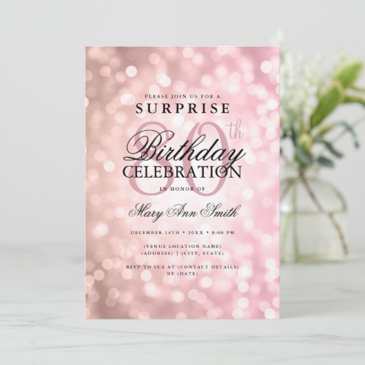 Elegante VERRASSING 80e Verjaardag Roos Gouden Lic Kaart (Staand voorkant)