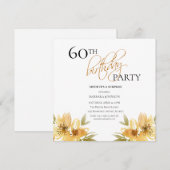 Elegante Verrassing Gele Bloemen 60ste Verjaardag Kaart (Voorkant / Achterkant)