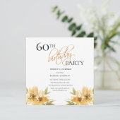 Elegante Verrassing Gele Bloemen 60ste Verjaardag Kaart (Staand voorkant)