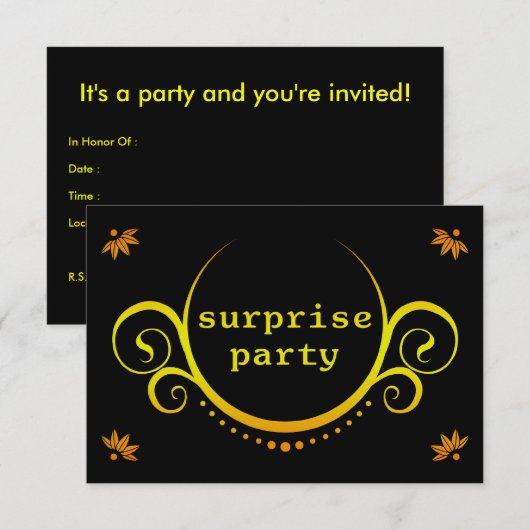 elegante verrassingsuitnodiging kaart (Voorkant / Achterkant)