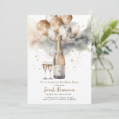 Elegante Verrassingsverjaardagsfeestje Champagne Kaart (Staand voorkant)