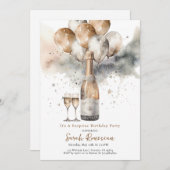 Elegante Verrassingsverjaardagsfeestje Champagne Kaart (Voorkant / Achterkant)