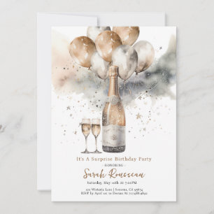 Elegante Verrassingsverjaardagsfeestje Champagne Kaart