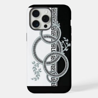 Elegante Versace stijl rand zilver grijs barok F iPhone 15 Pro Max Case