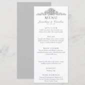 Elegante Versailles grijze receptie Menu (Voorkant / Achterkant)