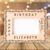 Elegante versierde verjaardagsgrens met een naam gegraveerde lijstjes
