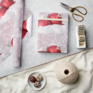 Elegante versieringen in de sneeuw Kerstvakantie Cadeaupapier