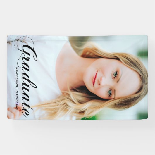 Elegante verticale Afstuderen fotoafstudeerfeest Spandoek (Horizontaal)