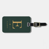 Elegante Verticale Monogram Jager Groen & Goud  Bagagelabel (Voorkant horizontaal)