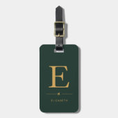 Elegante Verticale Monogram Jager Groen & Goud  Bagagelabel (Voorkant verticaal)