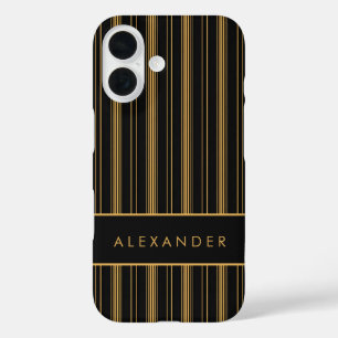 Elegante verticale retro strepen iPhone 16 hoesje